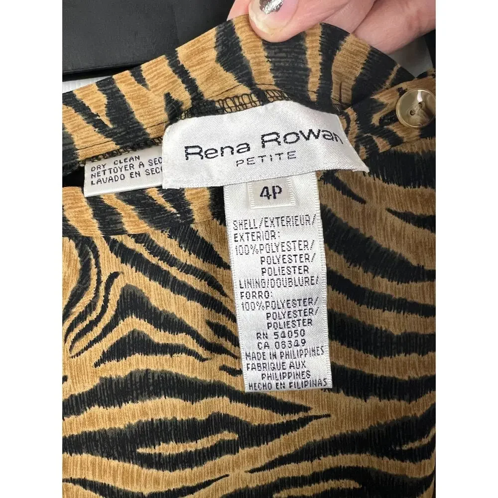 90s Aesthetic Rena Rowan Tiger‎ Stripe Maxi Skirt, 4P, Tan Black